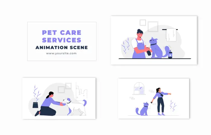 Pet Wellness 2D Animation Flat Character Scene